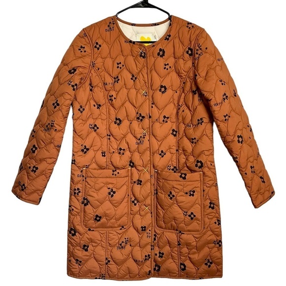 Kerri Rosenthal Jackets & Blazers - NWT Kerri Rosenthal Heart Print Winter Quilted Jacket Rust Orange Color sz L